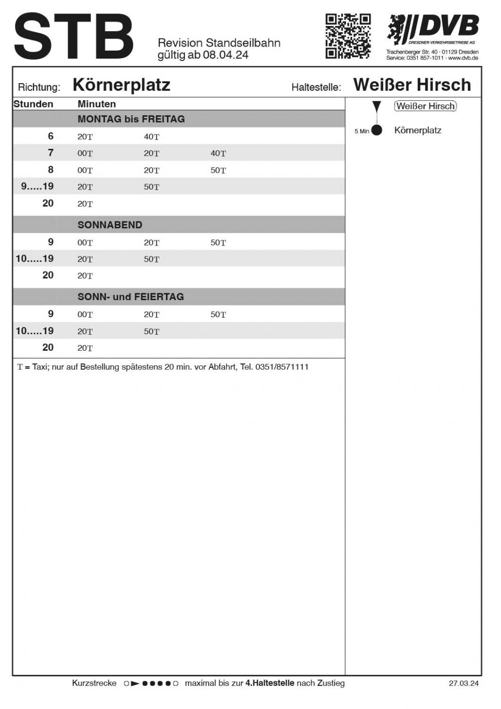 Fahrplan Ruftaxi Richtung Körnerplatz